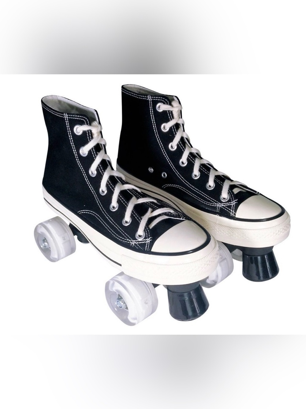Mens High-Top Black Roller Skates with White Accents size 10.5